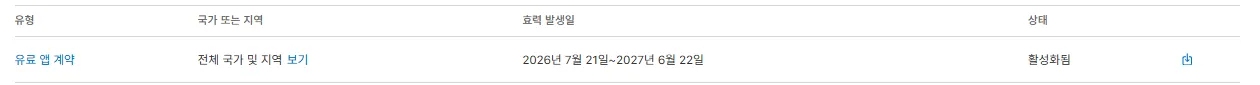 App Store Connect 유료 앱 계약 상태